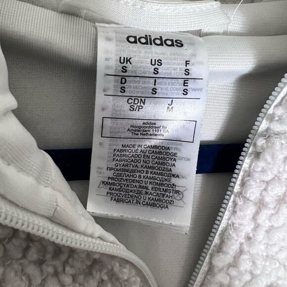 Adidas Men's Sherpa Zip Up Hoodie White Size Small - Picture 3 of 5